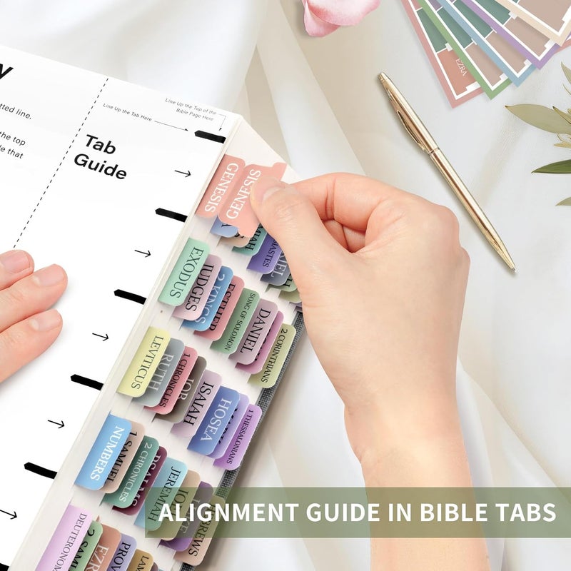Taja Bible Tabs for Women & Men, Laminated Bible Tabs for Study Bible, Large Print Bible Tabs for Easy Navigation, Bible Index Tabs, 66 Tabs Old & New Testament, Extra 9 Blank Tabs - Macaron - Image 5